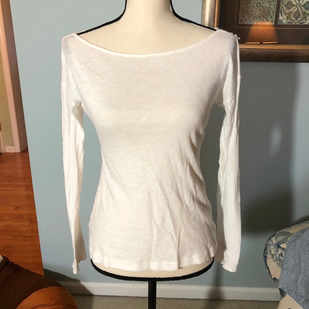 LOFT boat neck Shirt with Zipper Shoulder